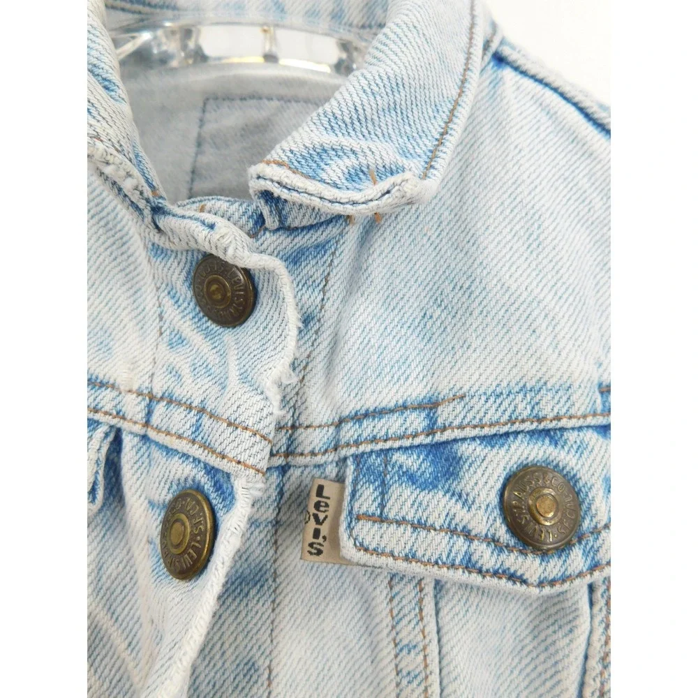 Vintage Levis Baby Girl Denim Jacket Light Wash Distressed Size‎ 18 Months